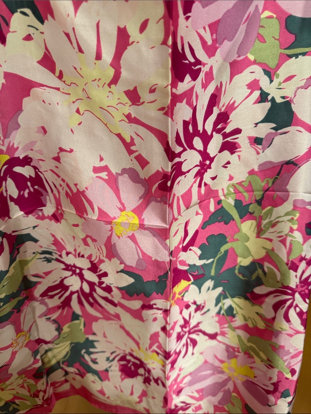 Vibrant Pink Floral Satin Scarf - Picture 3 of 6